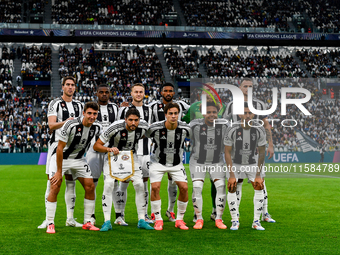 The Juventus team poses during the UEFA Champions League 2024/25 League Phase MD1 match between Juventus and PSV Eindhoven at Juventus Stadi...