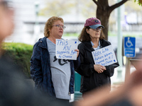 Supporters of pro-choice listen to Governor Healey (D-MA) speak at a Harris-Walz Reproductive Freedom press conference in Harrisburg, Pennsy...