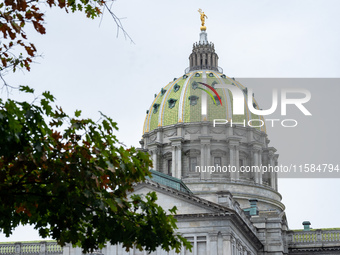 A view of the dome at the Pennsylvania State Capitol in Harrisburg, Pennsylvania, United States, on September 18, 2024. (