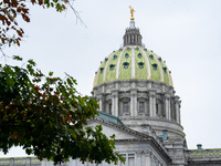 A view of the dome at the Pennsylvania State Capitol in Harrisburg, Pennsylvania, United States, on September 18, 2024. (