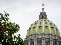 A view of the dome at the Pennsylvania State Capitol in Harrisburg, Pennsylvania, United States, on September 18, 2024. (