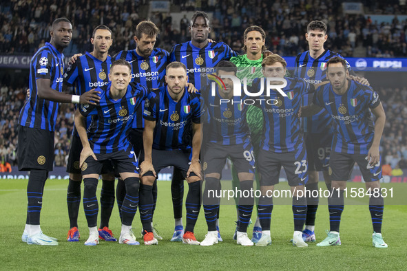 Inter Milan during the UEFA Champions League group stage match between Manchester City and Football Club Internazionale Milano at the Etihad...