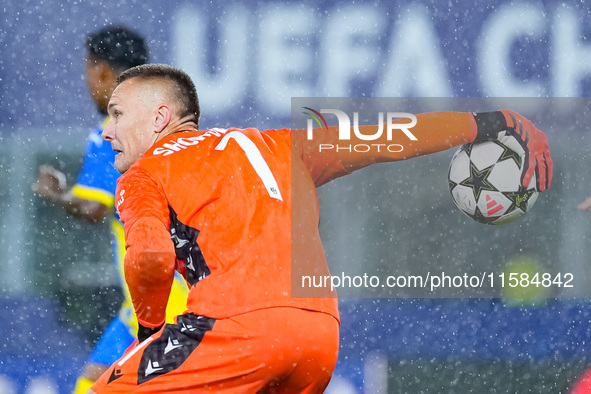 Lukasz Skorupski of Bologna FC during the UEFA Champions League 2024/25 League Phase MD1 match between Bologna FC and FC Shakhtar Donetsk at...