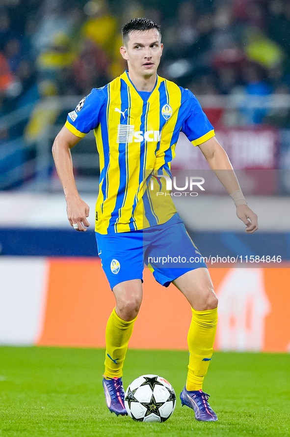 Dmytro Kryskiv of FC Shakhtar Donetsk during the UEFA Champions League 2024/25 League Phase MD1 match between Bologna FC and FC Shakhtar Don...