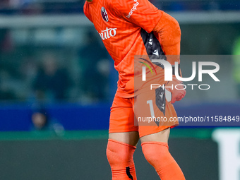 Lukasz Skorupski of Bologna FC yells during the UEFA Champions League 2024/25 League Phase MD1 match between Bologna FC and FC Shakhtar Done...