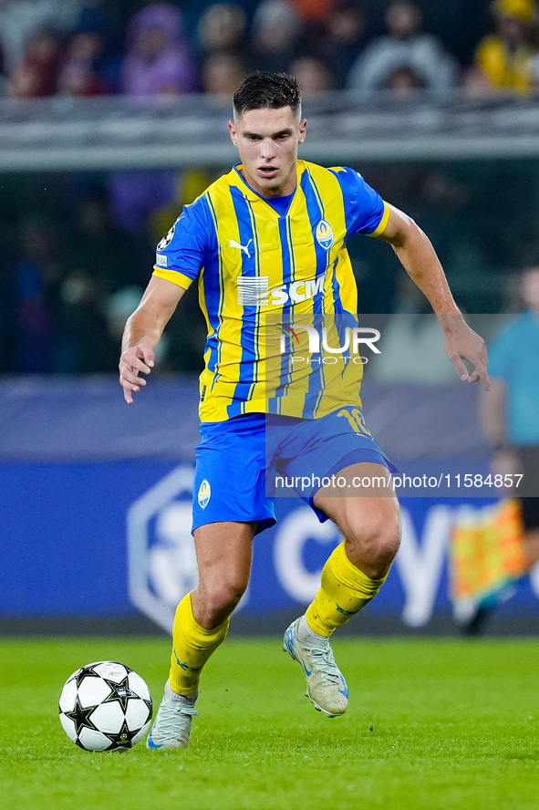 Heorhiy Sudakov of FC Shakhtar Donetsk during the UEFA Champions League 2024/25 League Phase MD1 match between Bologna FC and FC Shakhtar Do...