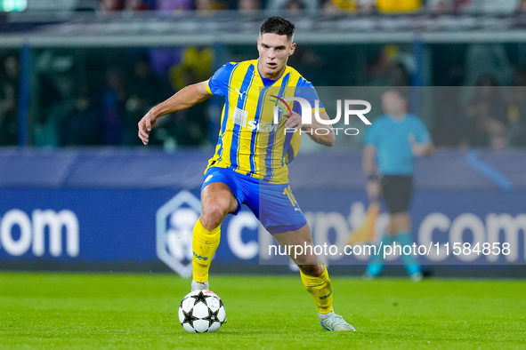 Heorhiy Sudakov of FC Shakhtar Donetsk during the UEFA Champions League 2024/25 League Phase MD1 match between Bologna FC and FC Shakhtar Do...