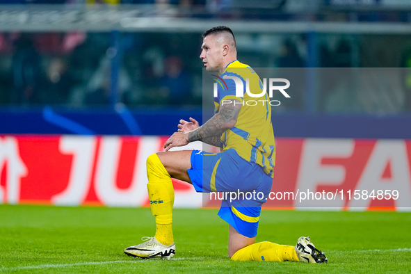 Oleksandr Zubkov of FC Shakhtar Donetsk looks dejected during the UEFA Champions League 2024/25 League Phase MD1 match between Bologna FC an...