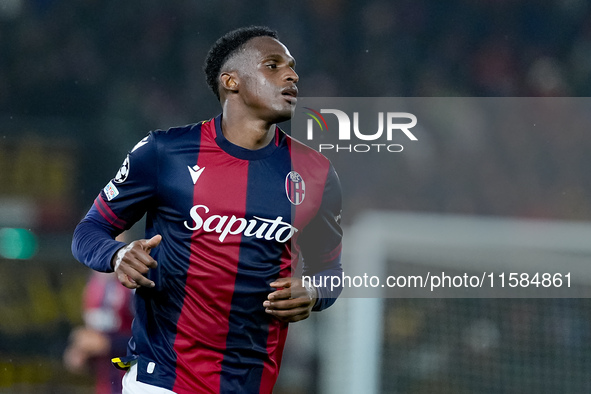 Jhon Lucumi of Bologna FC looks on during the UEFA Champions League 2024/25 League Phase MD1 match between Bologna FC and FC Shakhtar Donets...