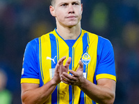 Mykola Matviyenko of FC Shakhtar Donetsk applauds during the UEFA Champions League 2024/25 League Phase MD1 match between Bologna FC and FC...