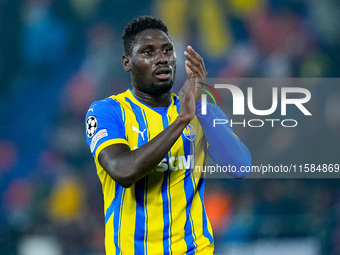 Lassina Traore' of FC Shakhtar Donetsk applauds during the UEFA Champions League 2024/25 League Phase MD1 match between Bologna FC and FC Sh...