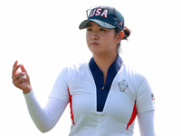 GAINESVILLE, VIRGINIA - SEPTEMBER 15: Rose Zhang of the United States walks on the 12th green during the final round of the Solheim Cup at R...