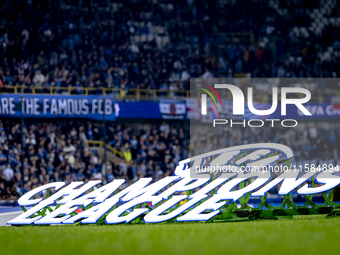 The Champions League logo during the match between Club Brugge and Borussia Dortmund at the Jan Breydelstadion for the Champions League, Lea...