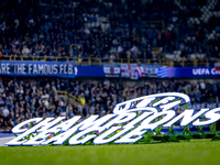 The Champions League logo during the match between Club Brugge and Borussia Dortmund at the Jan Breydelstadion for the Champions League, Lea...