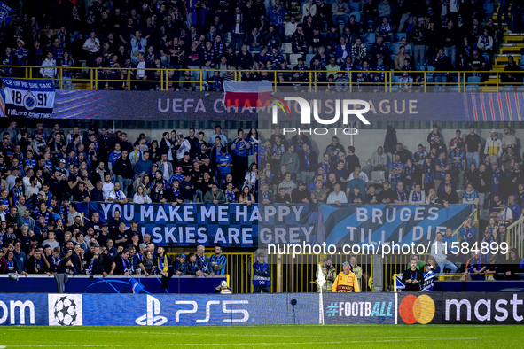 Supporters of Club Brugge during the match between Club Brugge and Borussia Dortmund at the Jan Breydelstadion for the Champions League, Lea...