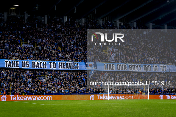 Supporters of Club Brugge during the match between Club Brugge and Borussia Dortmund at the Jan Breydelstadion for the Champions League, Lea...