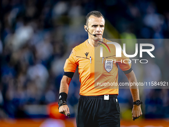 Referee Irfan Peljto officiates the match between Club Brugge and Borussia Dortmund at the Jan Breydelstadion for the Champions League, Leag...