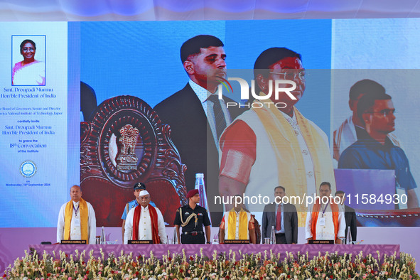 President Droupadi Murmu, Governor Haribhau Kisanrao Bagde, Chief Minister Bhajan Lal Sharma, and Director MNIT Prof. Narayana Prasad Padhy...