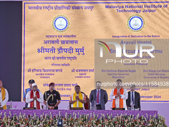 President Droupadi Murmu inaugurates Aravali hostel during the 18th Convocation ceremony at Malviya National Institute of Technology in Jaip...