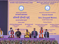 President Droupadi Murmu inaugurates Aravali hostel during the 18th Convocation ceremony at Malviya National Institute of Technology in Jaip...