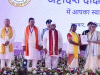 President Droupadi Murmu presents certificates to students during the 18th Convocation ceremony at Malviya National Institute of Technology...