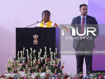 President Droupadi Murmu addresses the 18th Convocation ceremony at Malviya National Institute of Technology in Jaipur, Rajasthan, India, on...