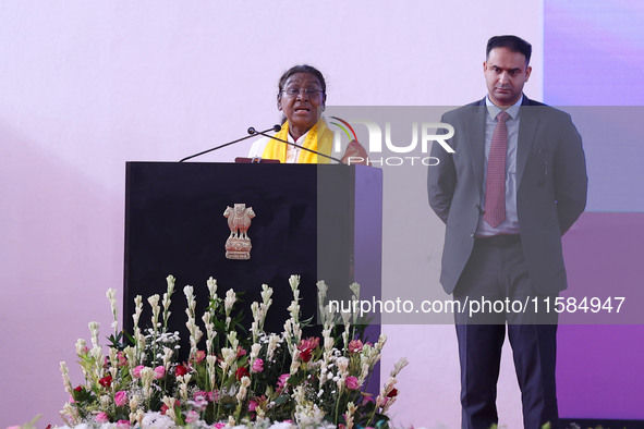 President Droupadi Murmu addresses the 18th Convocation ceremony at Malviya National Institute of Technology in Jaipur, Rajasthan, India, on...