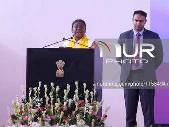 President Droupadi Murmu addresses the 18th Convocation ceremony at Malviya National Institute of Technology in Jaipur, Rajasthan, India, on...