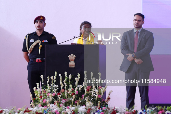 President Droupadi Murmu addresses the 18th Convocation ceremony at Malviya National Institute of Technology in Jaipur, Rajasthan, India, on...