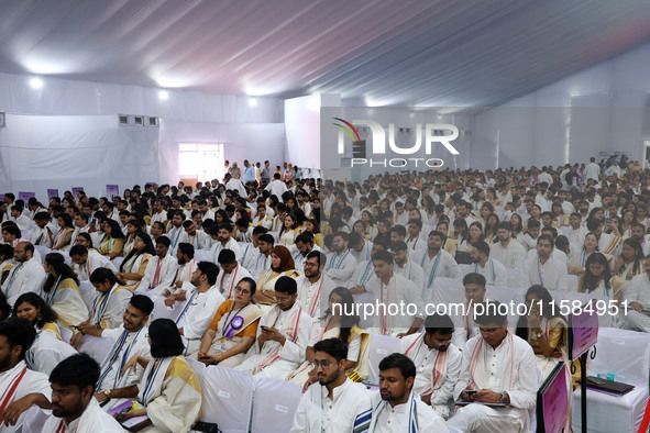 Students attend the 18th Convocation ceremony at Malviya National Institute of Technology in Jaipur, Rajasthan, India, on September 18, 2024...