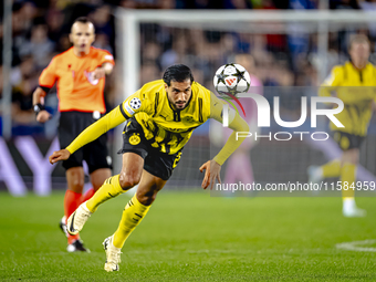 Borussia Dortmund defender Emre Can plays during the match between Club Brugge and Borussia Dortmund at the Jan Breydelstadion for the Champ...