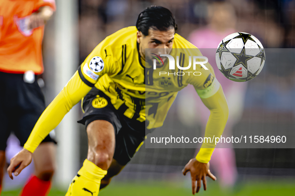 Borussia Dortmund defender Emre Can plays during the match between Club Brugge and Borussia Dortmund at the Jan Breydelstadion for the Champ...