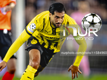 Borussia Dortmund defender Emre Can plays during the match between Club Brugge and Borussia Dortmund at the Jan Breydelstadion for the Champ...