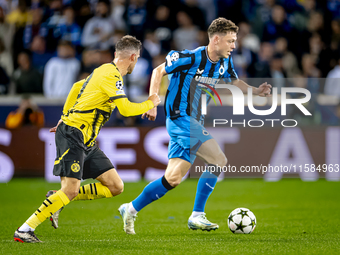 Club Brugge forward Andreas Skov Olsen plays during the match between Club Brugge and Borussia Dortmund at the Jan Breydelstadion for the Ch...