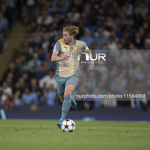 During the UEFA Champions League group stage match between Manchester City and Football Club Internazionale Milano at the Etihad Stadium in...