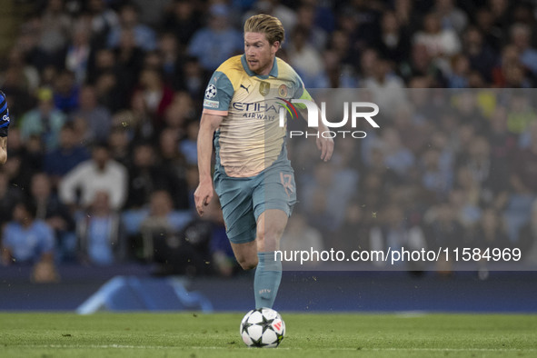 During the UEFA Champions League group stage match between Manchester City and Football Club Internazionale Milano at the Etihad Stadium in...