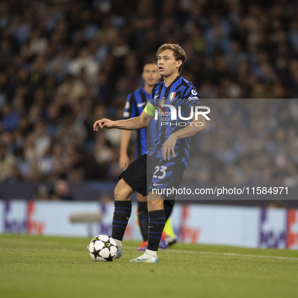 During the UEFA Champions League group stage match between Manchester City and Football Club Internazionale Milano at the Etihad Stadium in...