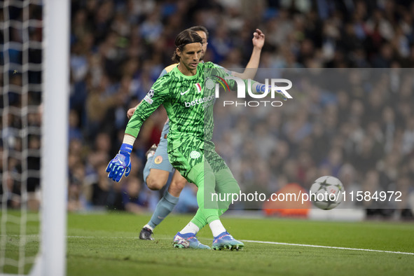 During the UEFA Champions League group stage match between Manchester City and Football Club Internazionale Milano at the Etihad Stadium in...