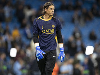 Yann Sommer #1 (GK) of Inter Milan is under pressure during the UEFA Champions League group stage match between Manchester City and Football...