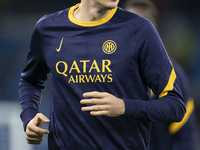 Alessandro Bastoni #95 of Inter Milan warms up during the UEFA Champions League Group Stage match between Manchester City and Football Club...