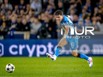 Club Brugge midfielder Hugo Vetlesen plays during the match between Club Brugge and Borussia Dortmund at the Jan Breydelstadion for the Cham...