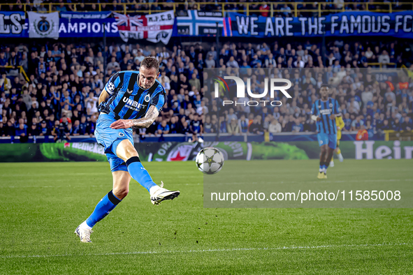 Club Brugge forward Gustaf Nilsson plays during the match between Club Brugge and Borussia Dortmund at the Jan Breydelstadion for the Champi...