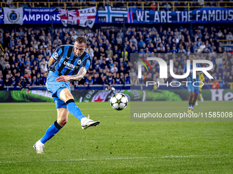 Club Brugge forward Gustaf Nilsson plays during the match between Club Brugge and Borussia Dortmund at the Jan Breydelstadion for the Champi...