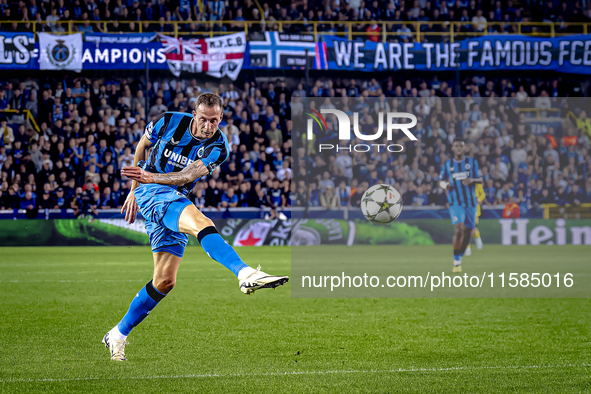 Club Brugge forward Gustaf Nilsson plays during the match between Club Brugge and Borussia Dortmund at the Jan Breydelstadion for the Champi...