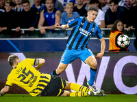 Borussia Dortmund defender Niklas Sule and Club Brugge forward Christos Tzolis during the match between Club Brugge and Borussia Dortmund at...