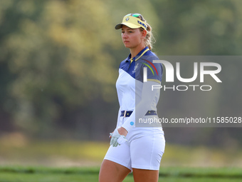 GAINESVILLE, VIRGINIA - SEPTEMBER 15: Emily Kristine Pedersen of Team Europe walks on the 13th green during the final round of the Solheim C...