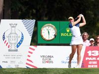 GAINESVILLE, VIRGINIA - SEPTEMBER 15: Charley Hull of Team Europe hits from the 13th tee during the final round of the Solheim Cup at Robert...