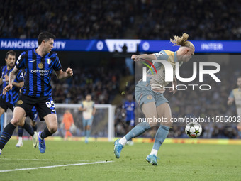 Erling Haaland #9 of Manchester City F.C. is in action during the UEFA Champions League League Stage match between Manchester City and Footb...