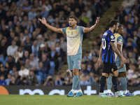 Ruben Dias #3 of Manchester City F.C. gesticulates during the UEFA Champions League League Stage match between Manchester City and Football...