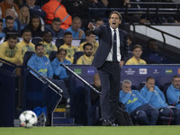 Inter Milan manager Simone Inzaghi gesticulates during the UEFA Champions League group stage match between Manchester City and Football Club...